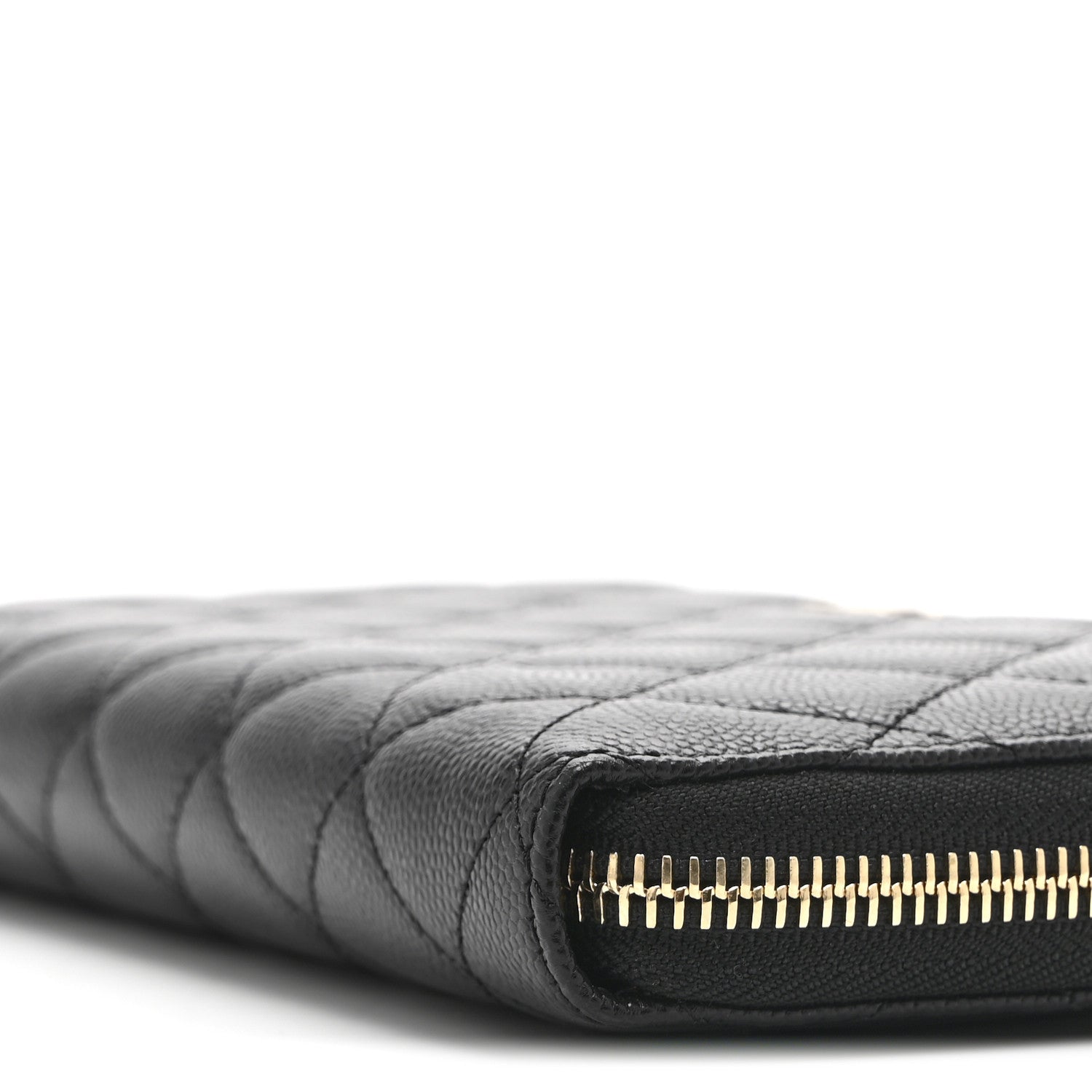 Caviar Quilted Large Zip Around Organizer Wallet Black