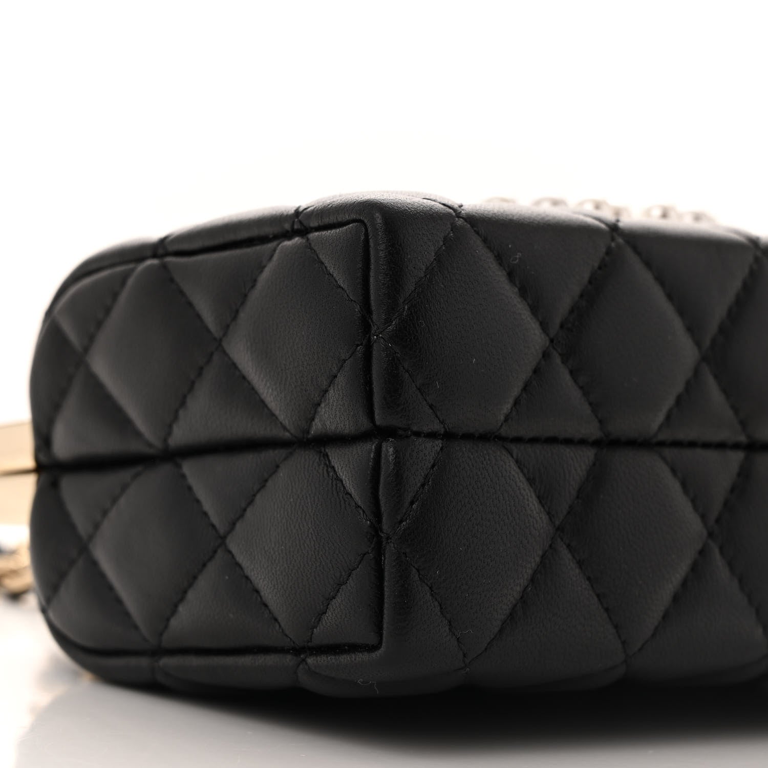 Chanel Lambskin Quilted Pearl CC Vanity Case Black