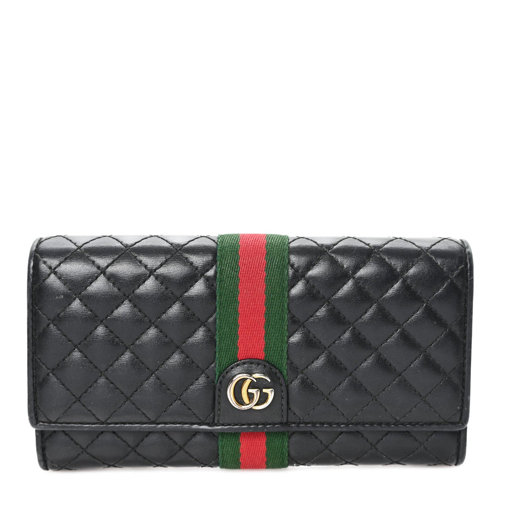 Gucci Calfskin Web Trapuntata GG Continental Wallet Black