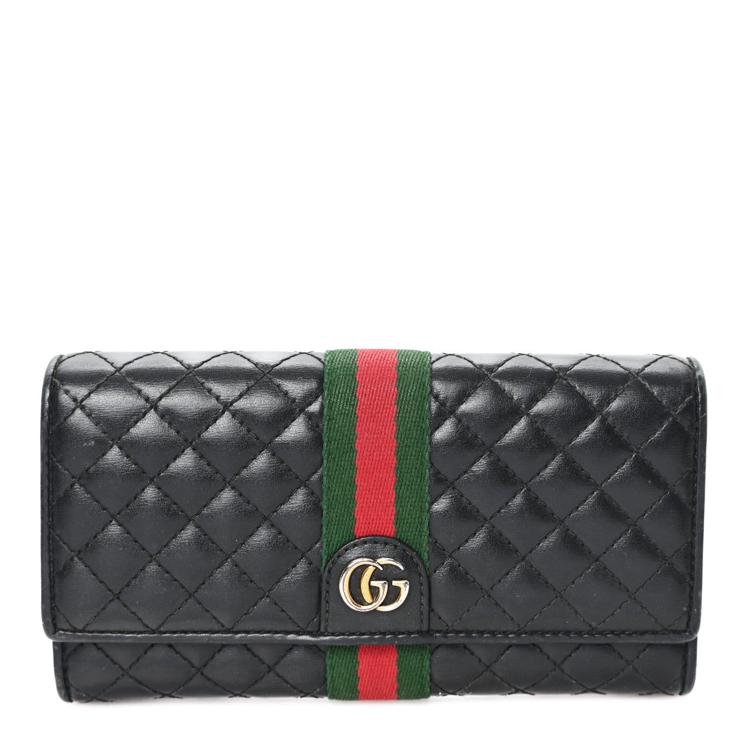 Gucci Calfskin Web Trapuntata GG Continental Wallet Black