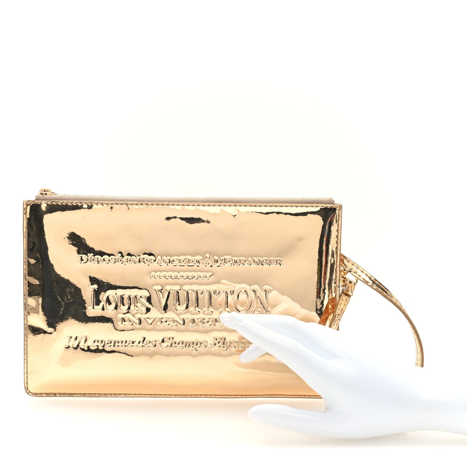 Louis Vuitton Monogram Miroir Inventeur Pochette Plat Dore Gold