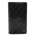 Lambskin Diamond Stitched Yen Wallet Black