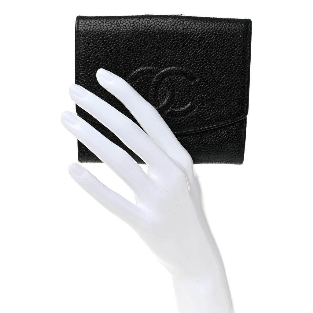 Caviar Timeless CC Compact French Wallet Black