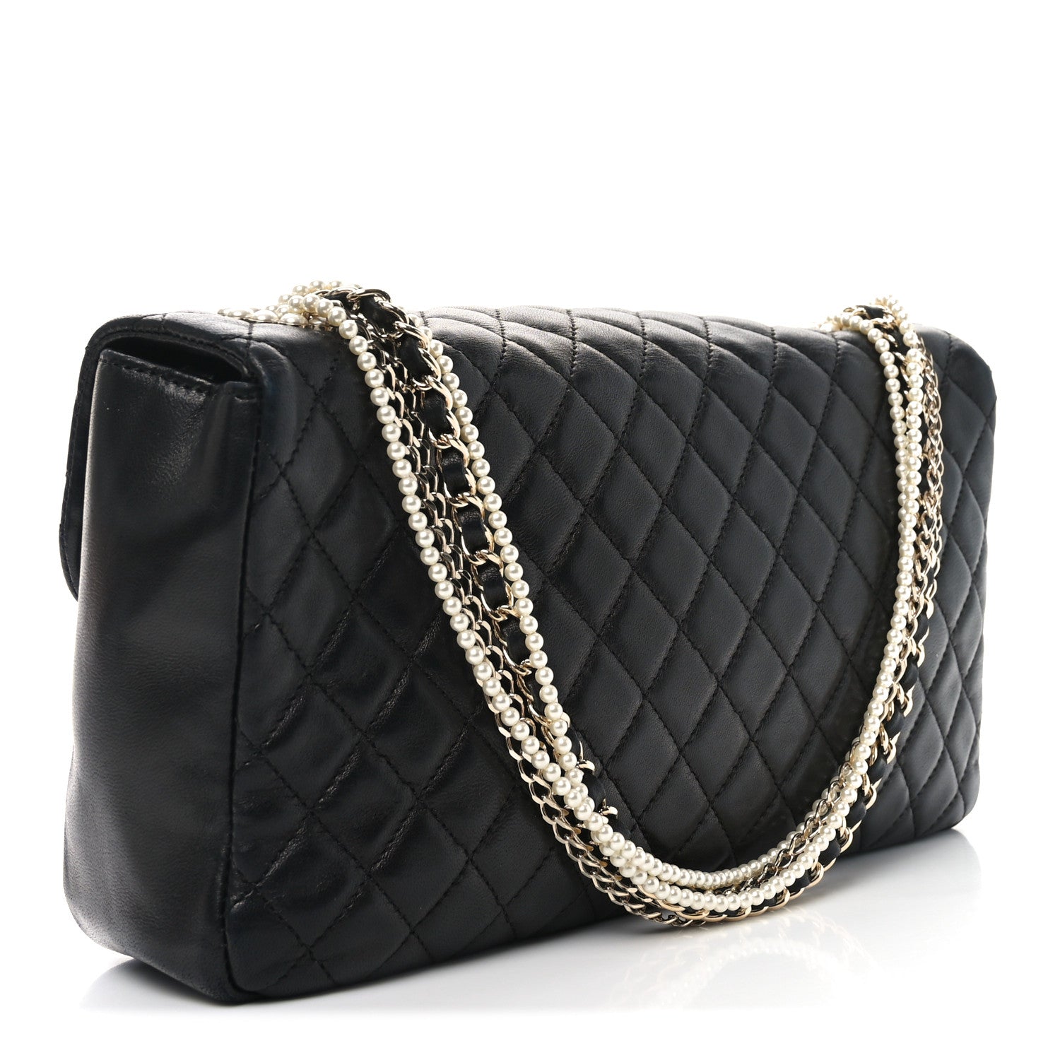 Chanel Lambskin Quilted Medium Westminster Pearl Flap Black