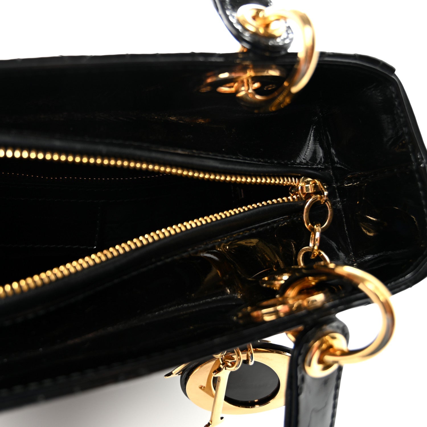 Christian Dior Patent Cannage Medium Lady Dior Black