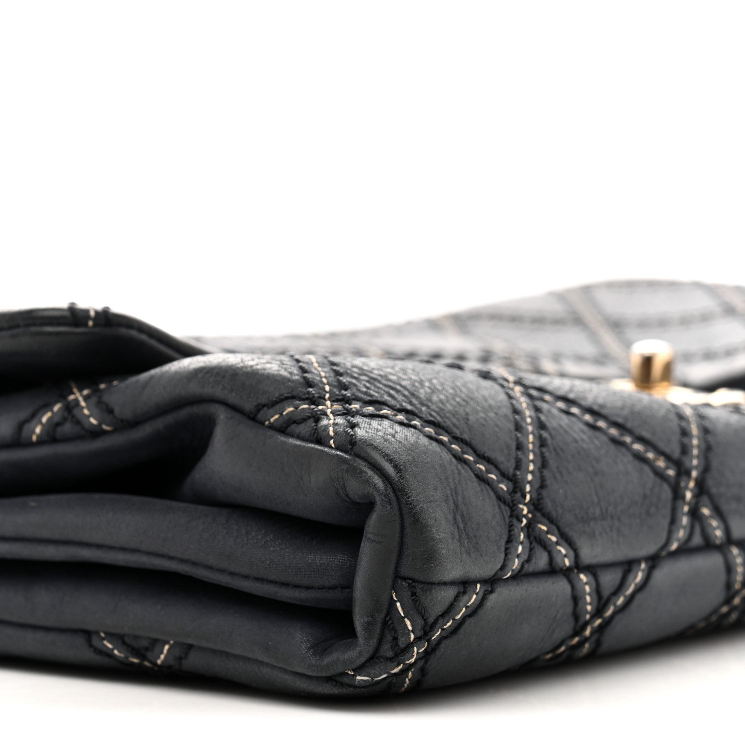 Chanel Iridescent Calfskin Triple Stitched Medium Flap Navy