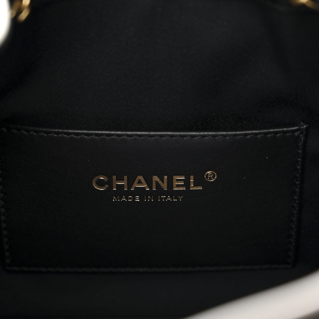 Chanel Braided Raffia Calfskin Quilted Mini Chanel 25 Handbag Black White