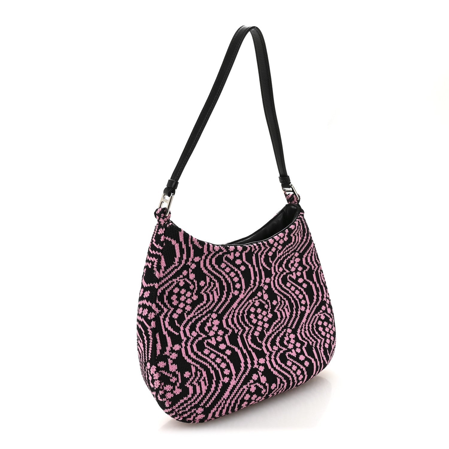 Prada Maglia Jacquard Cleo Shoulder Bag Black Rosa