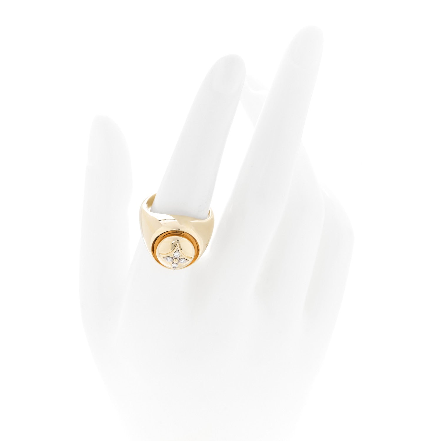 Louis Vuitton 18K Yellow Gold Diamond B Blossom Signet Ring 55 7.25