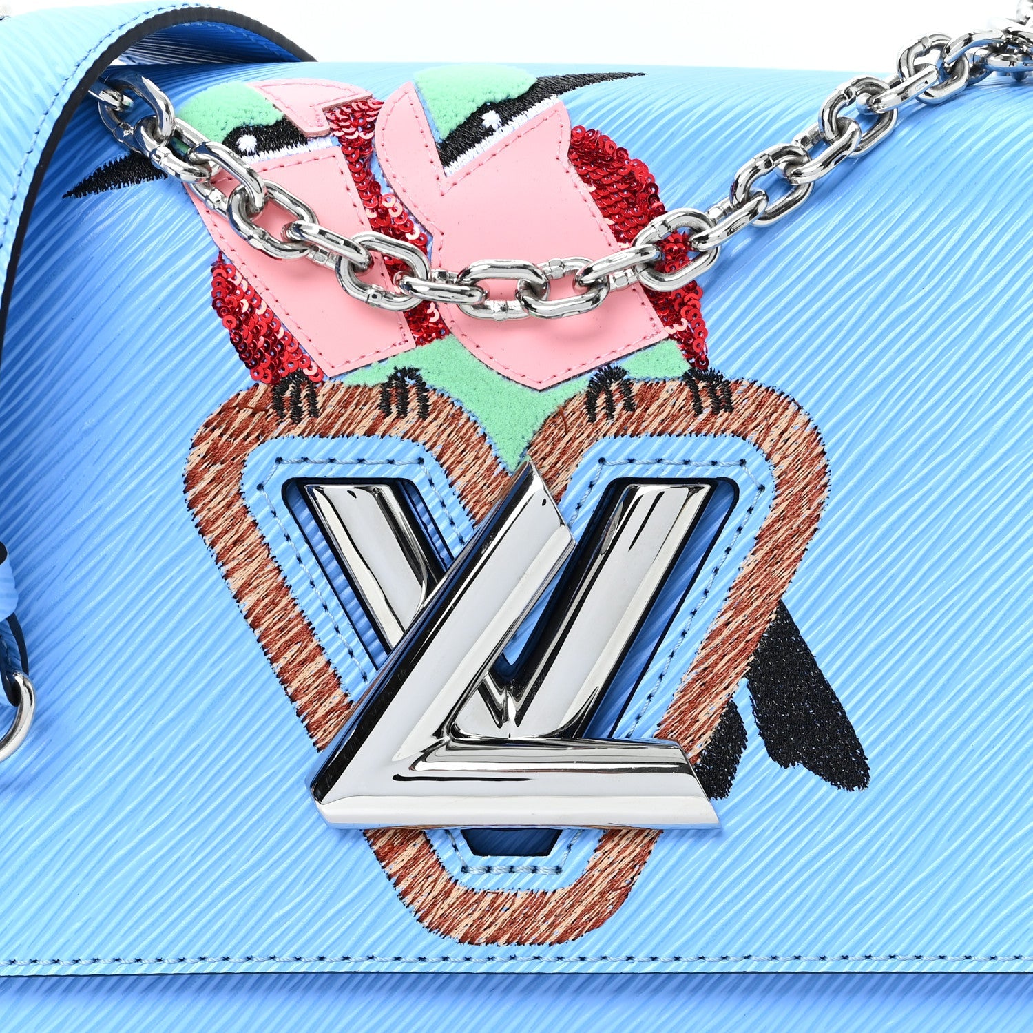 Louis Vuitton Epi Tropical Birds Twist Shoulder Bag MM Bleuet