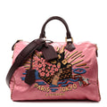 Louis Vuitton Satin Monogram Paris Tokyo Embroidered Speedy P9 Bandouliere 40 Dark Pink