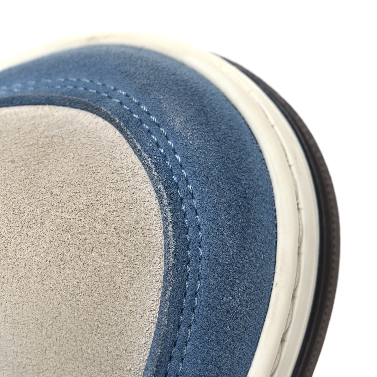 Chanel Suede Kidskin Womens CC Sneakers 37 White Blue