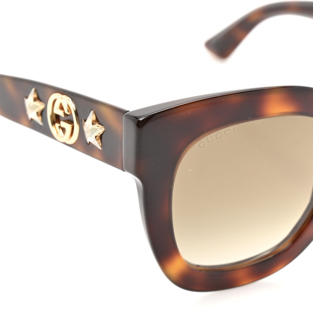 Gucci Round Frame Star Sunglasses GG0208S Tortoise