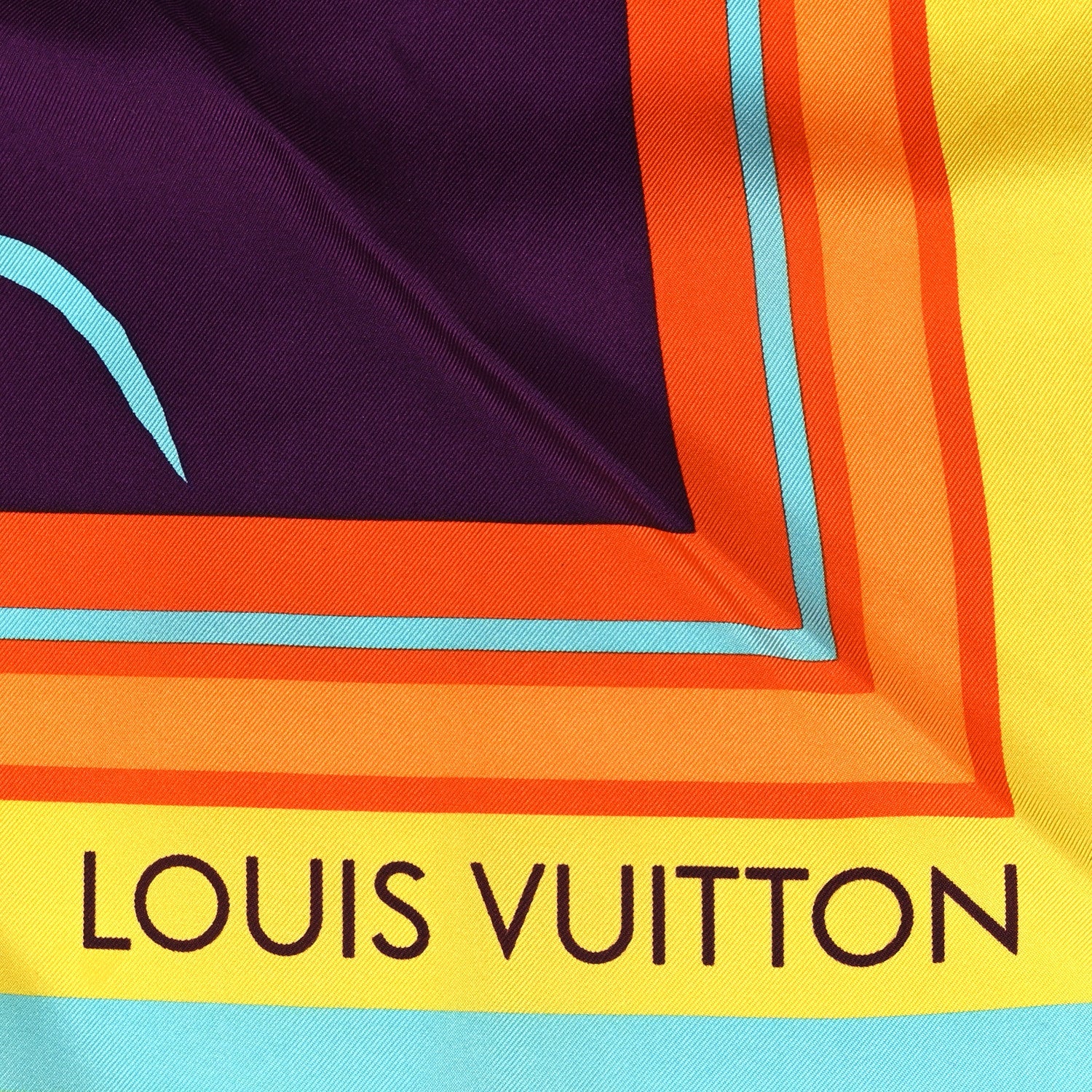 Louis Vuitton Silk Lily Flower Tassel Square 90 Scarf Multicolor