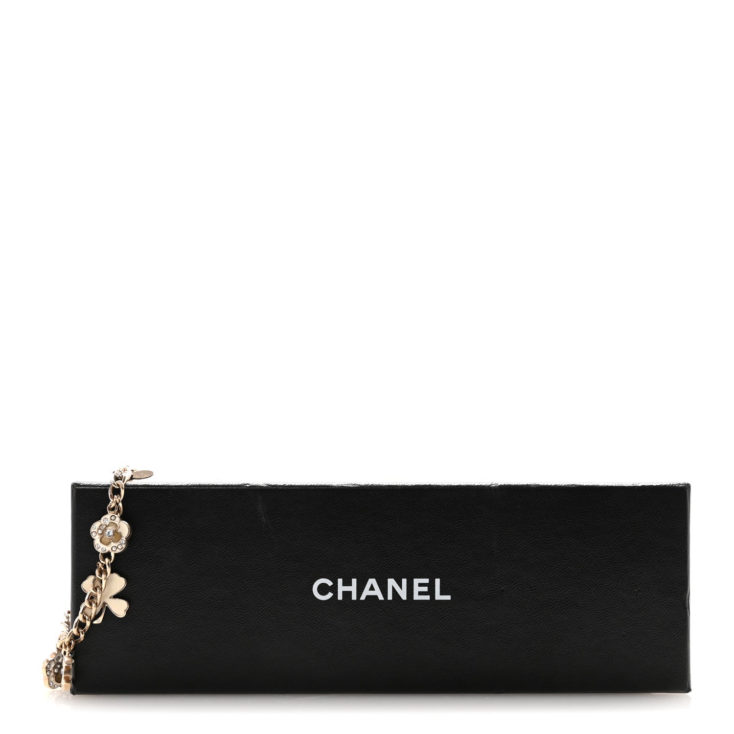 Enamel Crystal Pearl CC Lucky Charms Bracelet Gold White