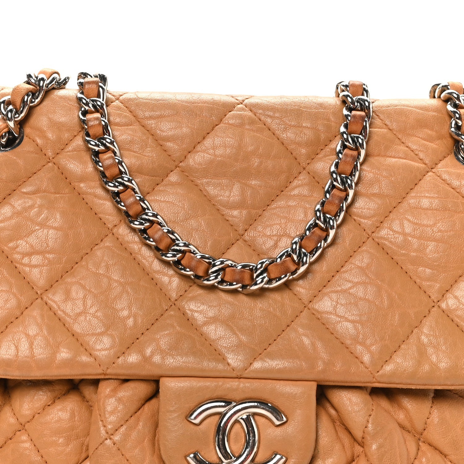 Chanel Washed Lambskin Medium Chain Around Messenger Brown
