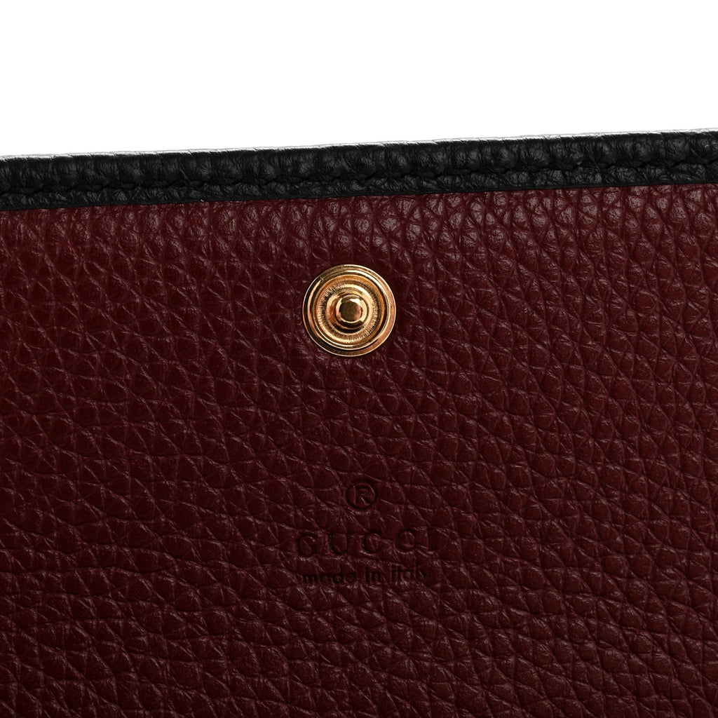 Gucci Pebbled Calfskin Bi-Color GG Marmont Card Case Black Rosso Ancora
