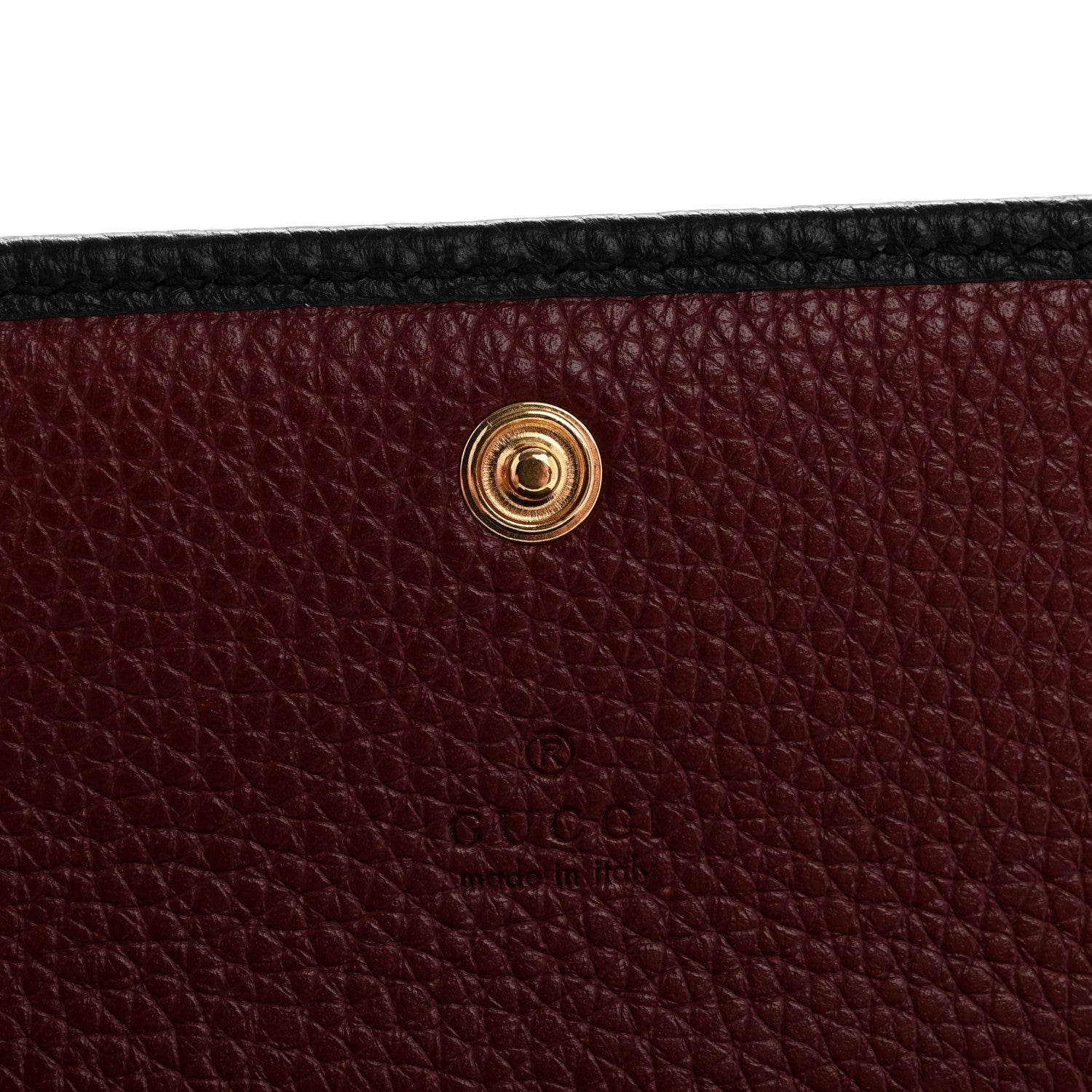 Gucci Pebbled Calfskin Bi-Color GG Marmont Card Case Black Rosso Ancora