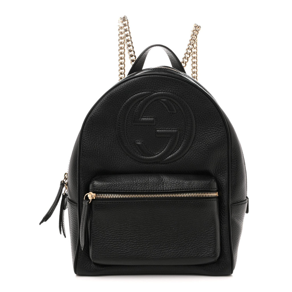 Gucci Pebbled Calfskin Soho Chain Backpack Black