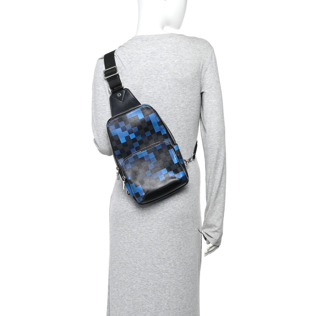 Louis Vuitton Damier Graphite Pixel Avenue Sling Backpack Blue