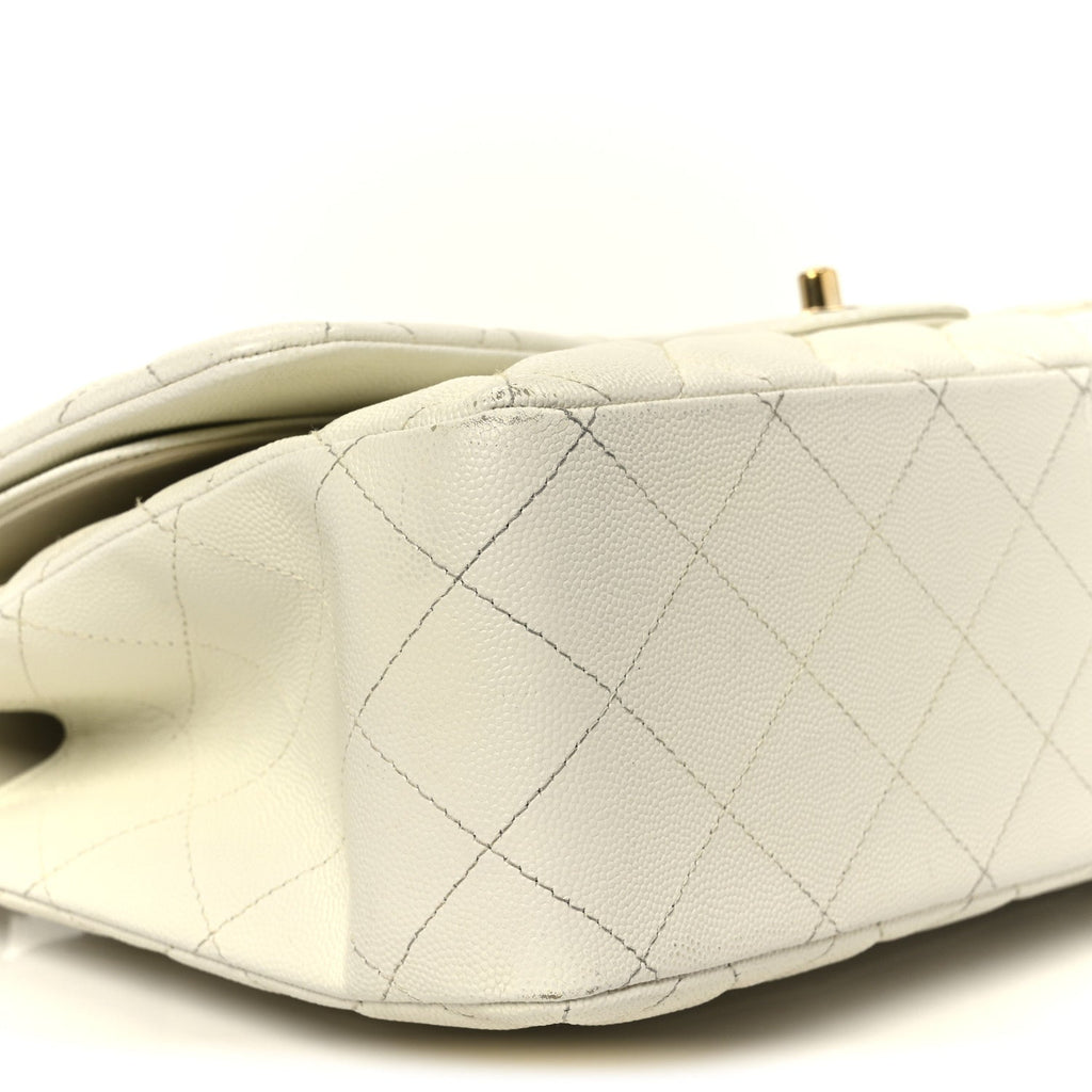 Chanel Caviar Quilted Jumbo Double Flap White