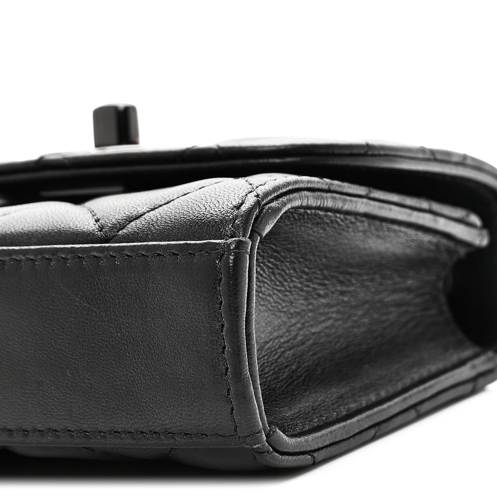 Chanel Lambskin Quilted Mini Trendy CC Clutch With Chain So Black