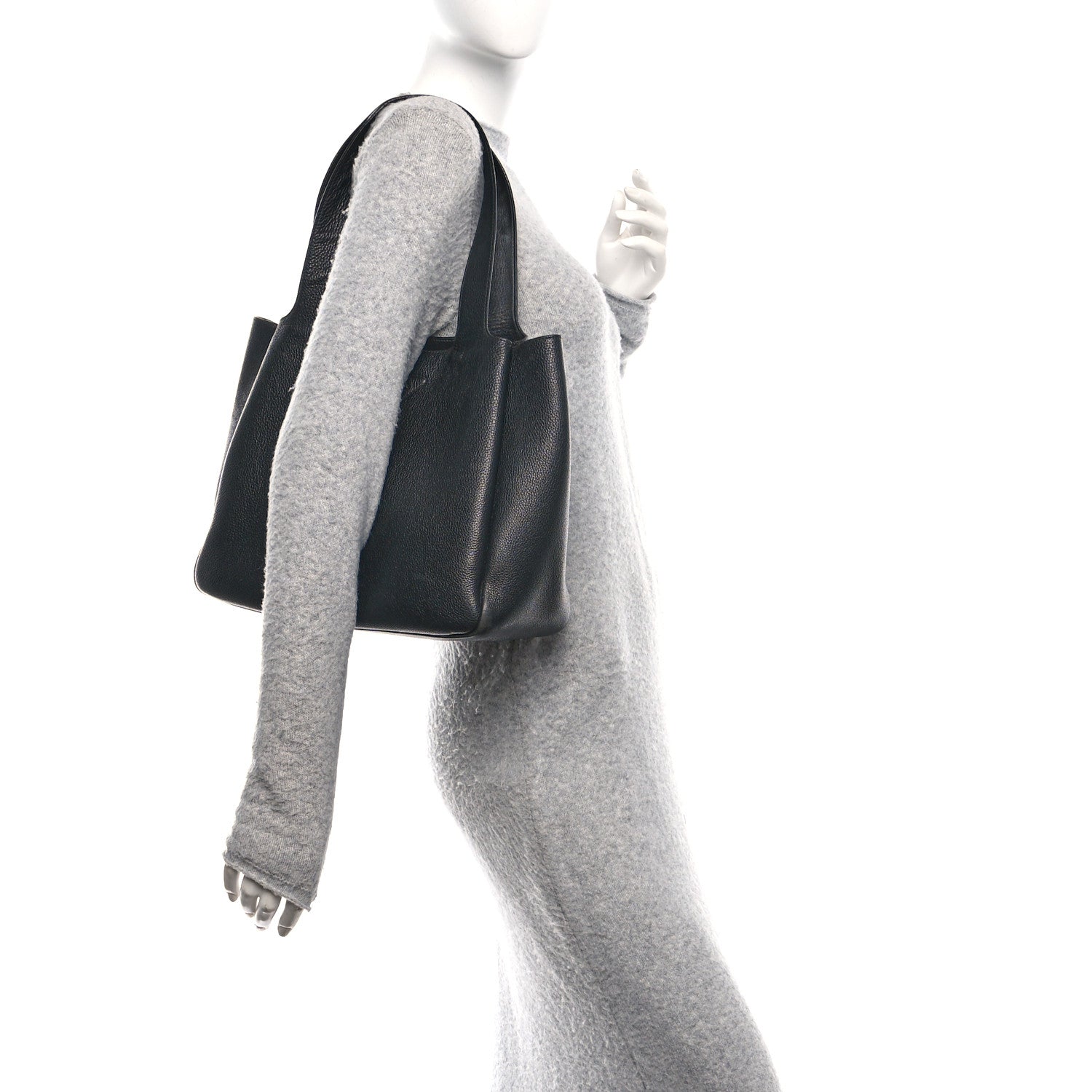 Prada Vitello Daino Soft Large Dynamique Tote Black