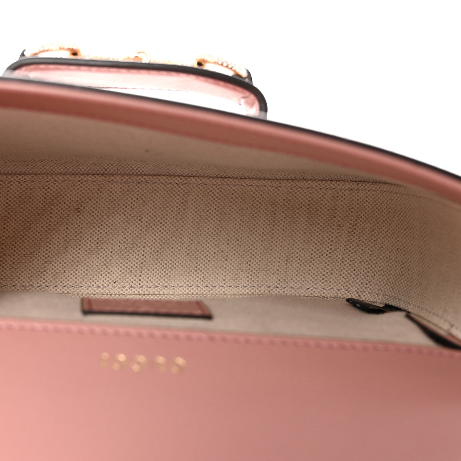 Gucci Azalea Calfskin Crystal GG Monogram Mini Horsebit 1955 Shoulder Bag Pink