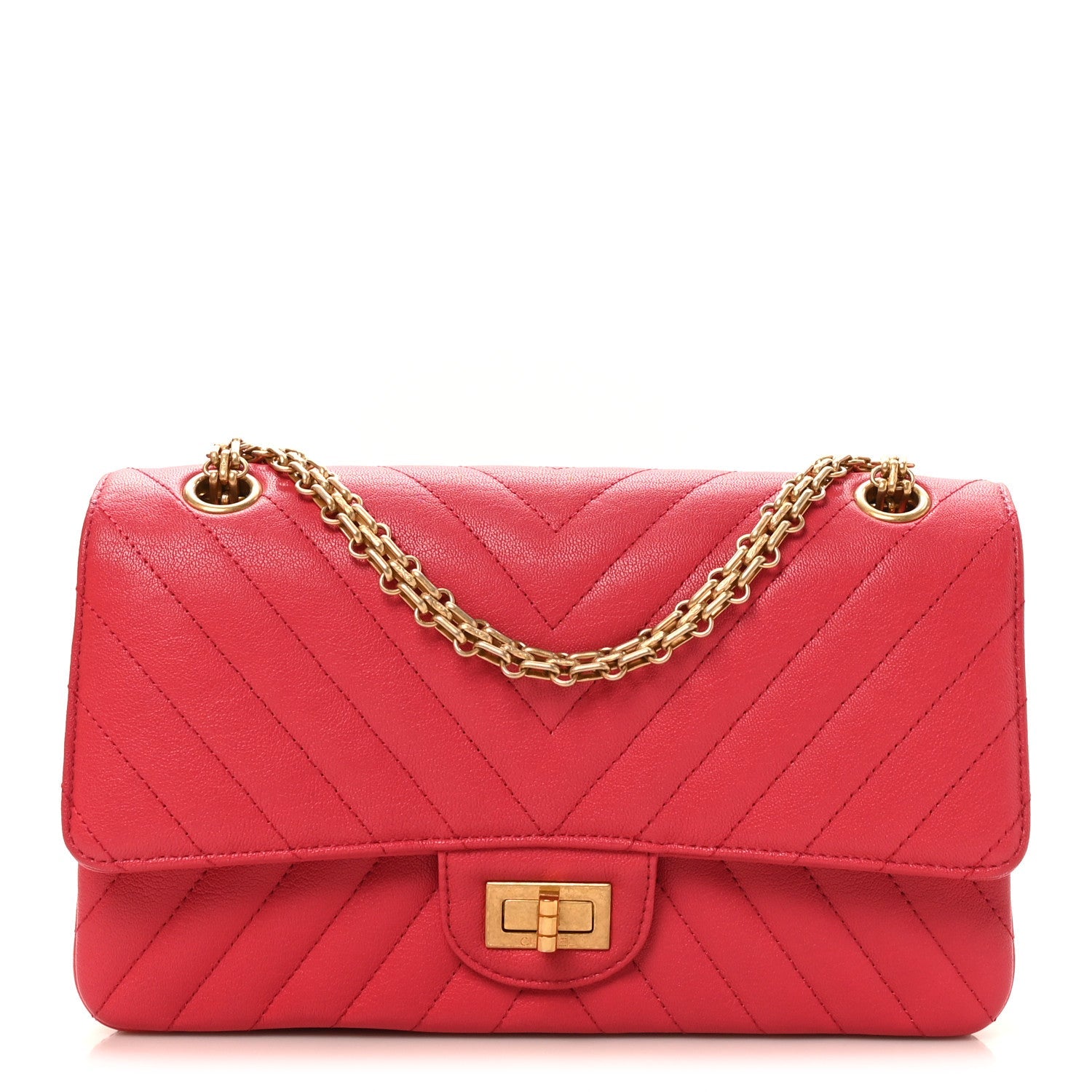 Chanel Sheepskin Chevron Quilted 2.55 Reissue 225 Flap Dark Pink