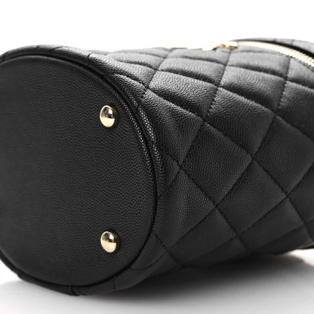 Chanel Caviar Quilted Top Handle Vanity Case Black
