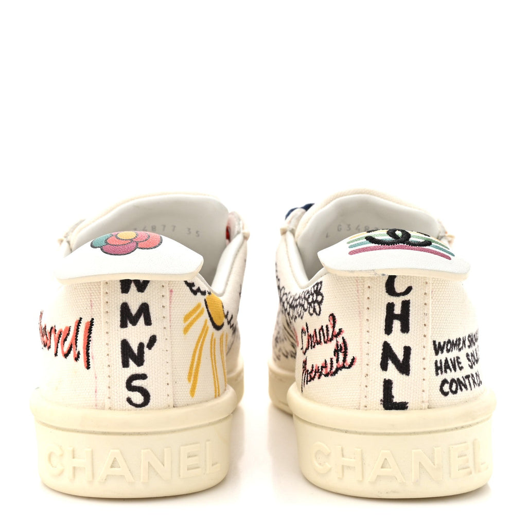 Chanel x Pharrell Williams Canvas Womens Sneakers 35 White Multicolor
