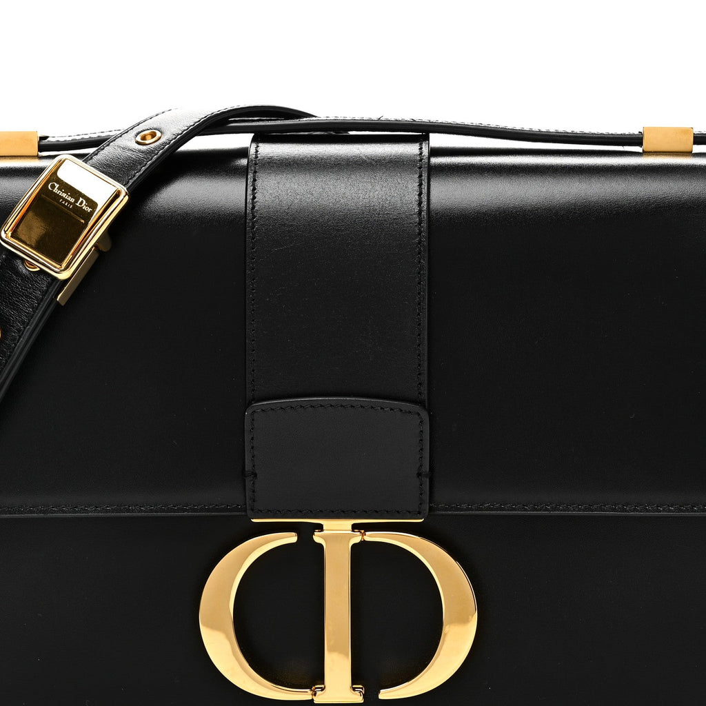 Christian Dior Box Calfskin 30 Montaigne Flap Bag Black