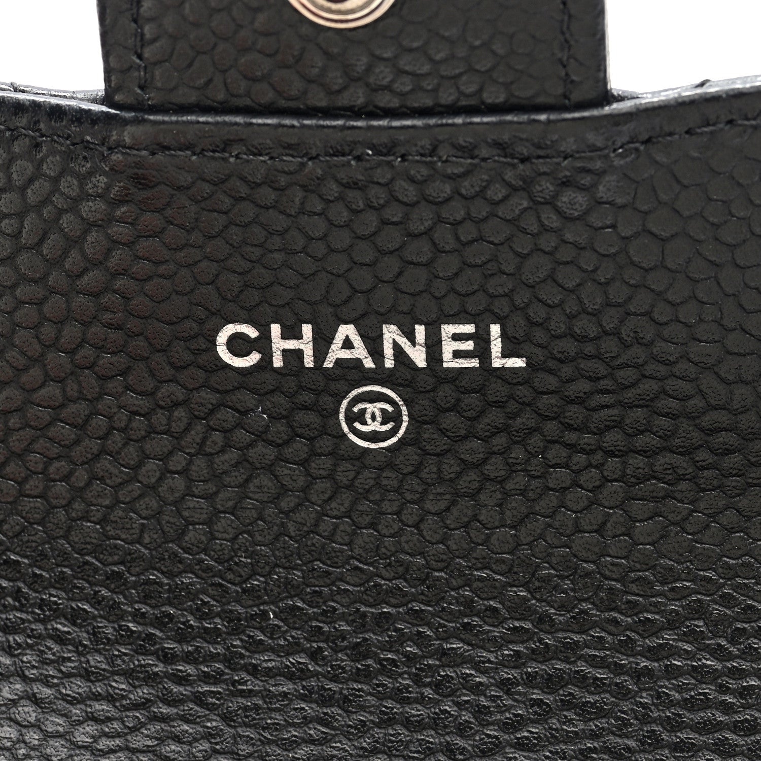 Caviar Quilted Flap Card Holder Wallet Black