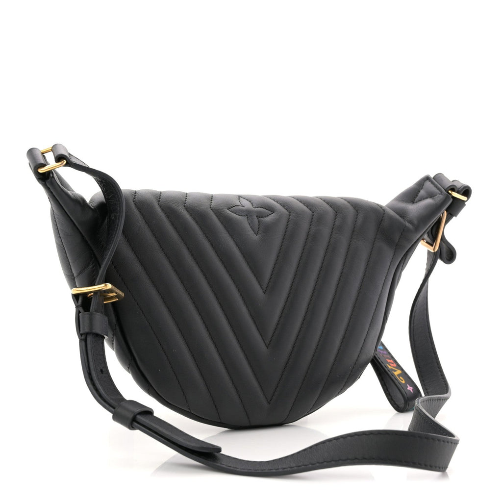 Louis Vuitton Calfskin Quilted New Wave Bumbag Black