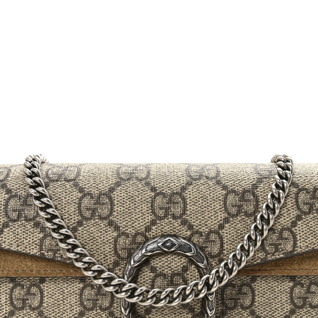 Gucci GG Supreme Monogram Super Mini Dionysus Shoulder Bag Taupe