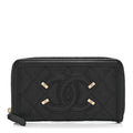 Caviar Quilted Medium Filigree Zip Around Wallet Black