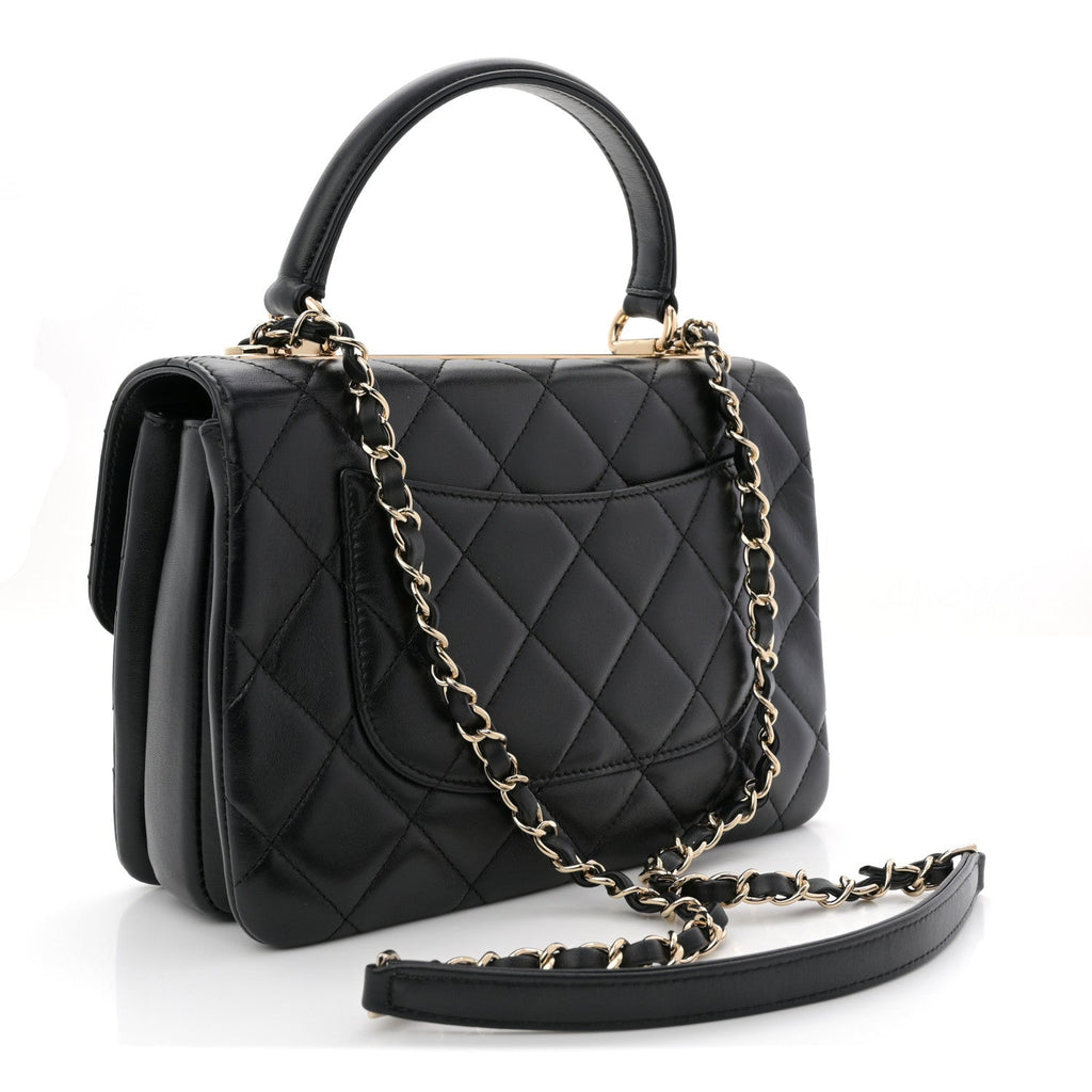 Chanel Lambskin Quilted Small Trendy CC Dual Handle Flap Bag Black