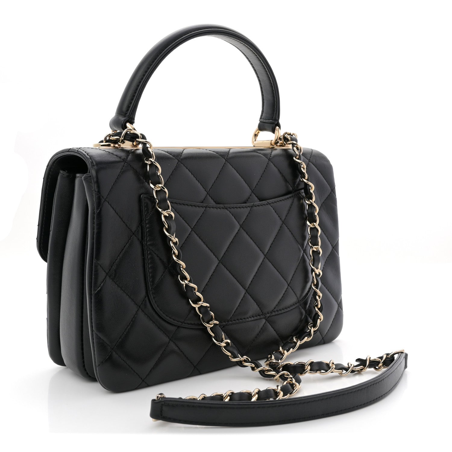 Chanel Lambskin Quilted Small Trendy CC Dual Handle Flap Bag Black