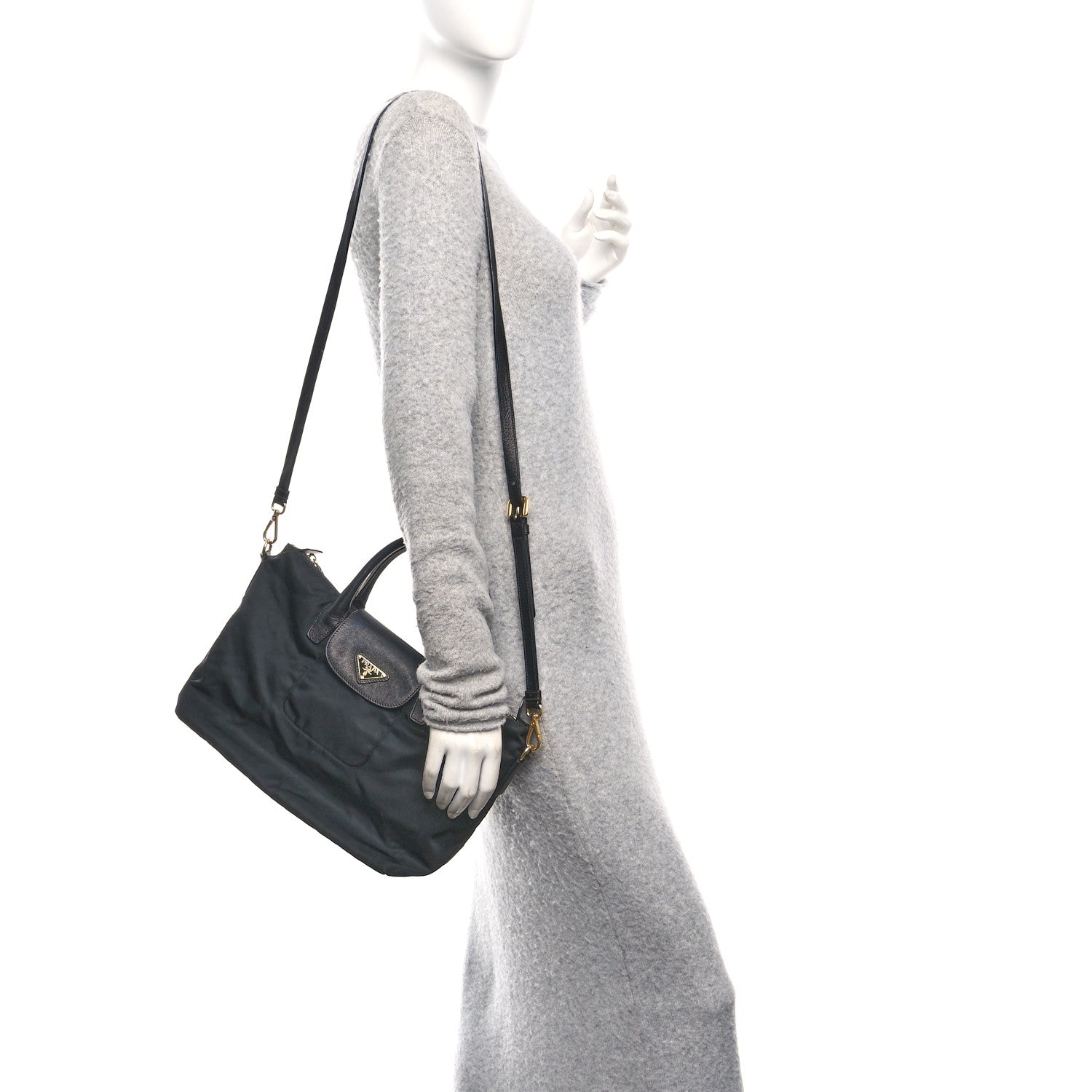 Prada Tessuto Nylon Saffiano Shopping Tote Black