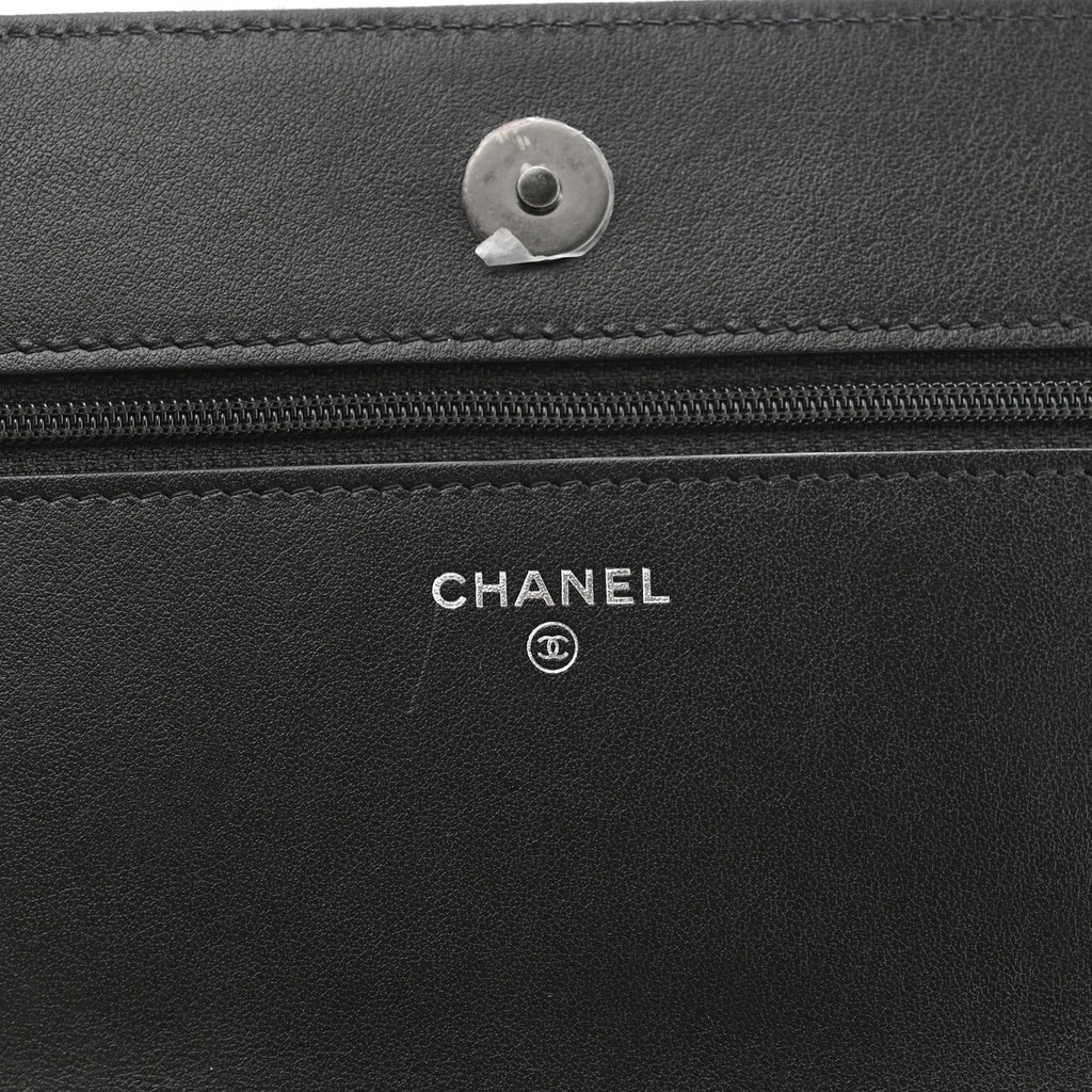 Chanel Caviar Quilted Boy Wallet On Chain WOC Black
