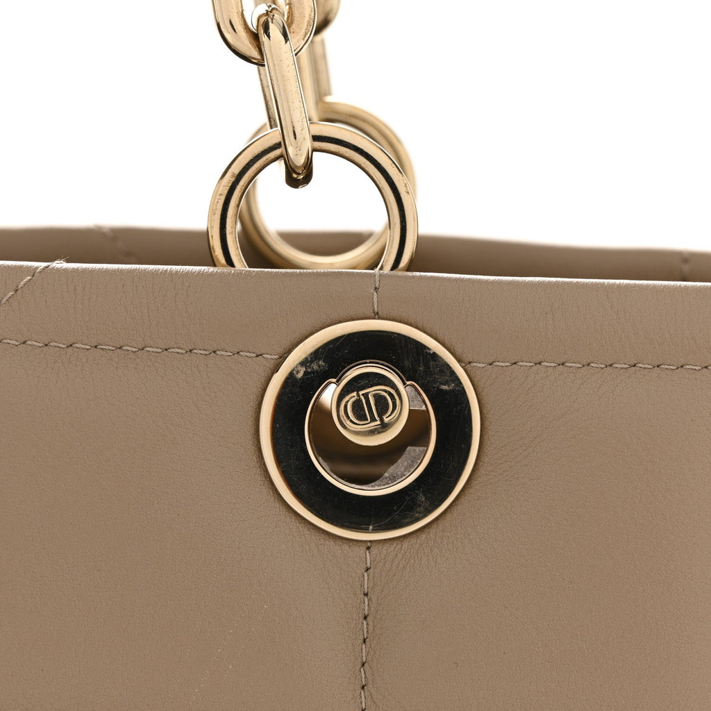 Christian Dior Calfskin Archicannage Medium Essential Tote Beige