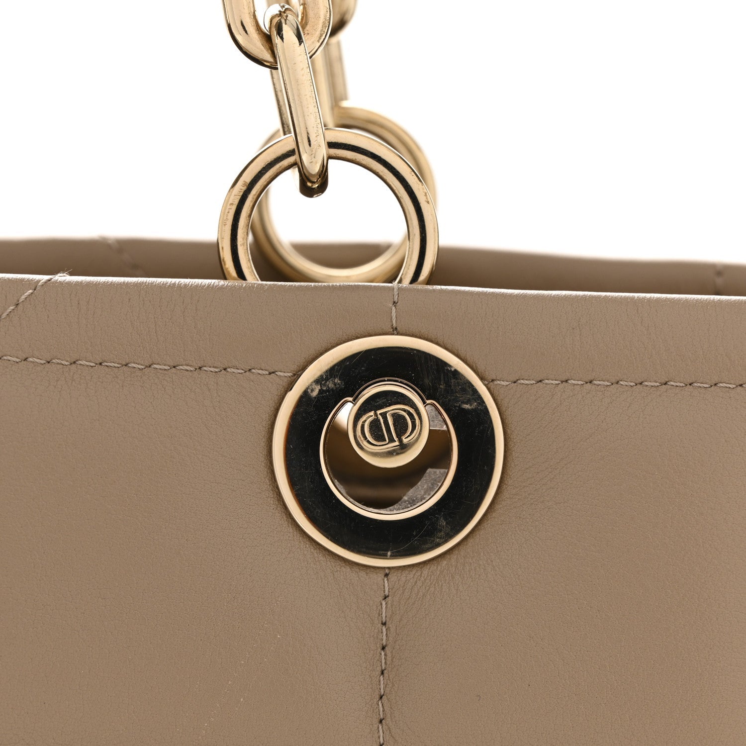 Christian Dior Calfskin Archicannage Medium Essential Tote Beige