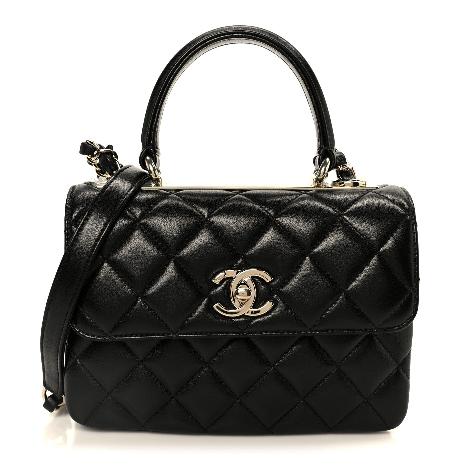 Chanel Lambskin Quilted Small Trendy CC Dual Handle Flap Bag Black