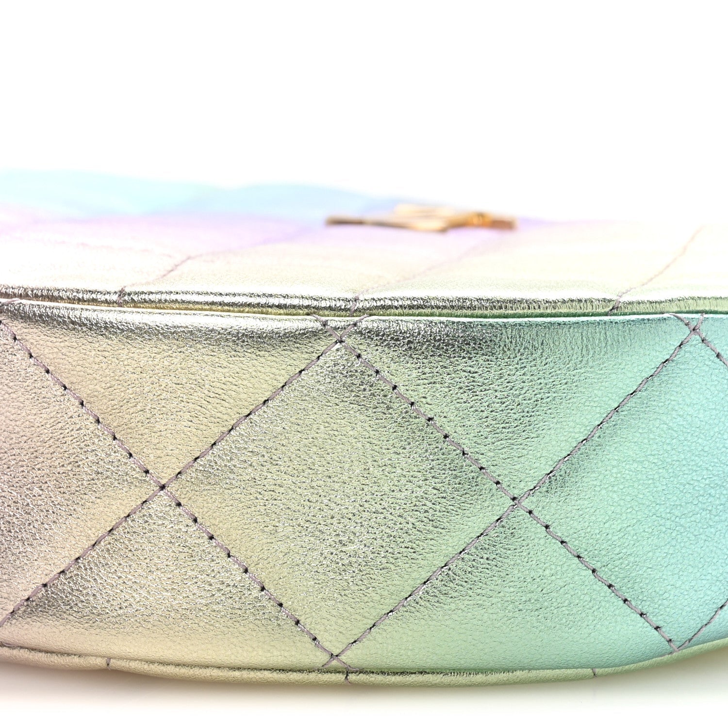 Chanel Gradient Metallic Lambskin Quilted Hobo Bag Pink Purple Green