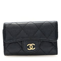 Caviar Quilted 6 Key Holder Black