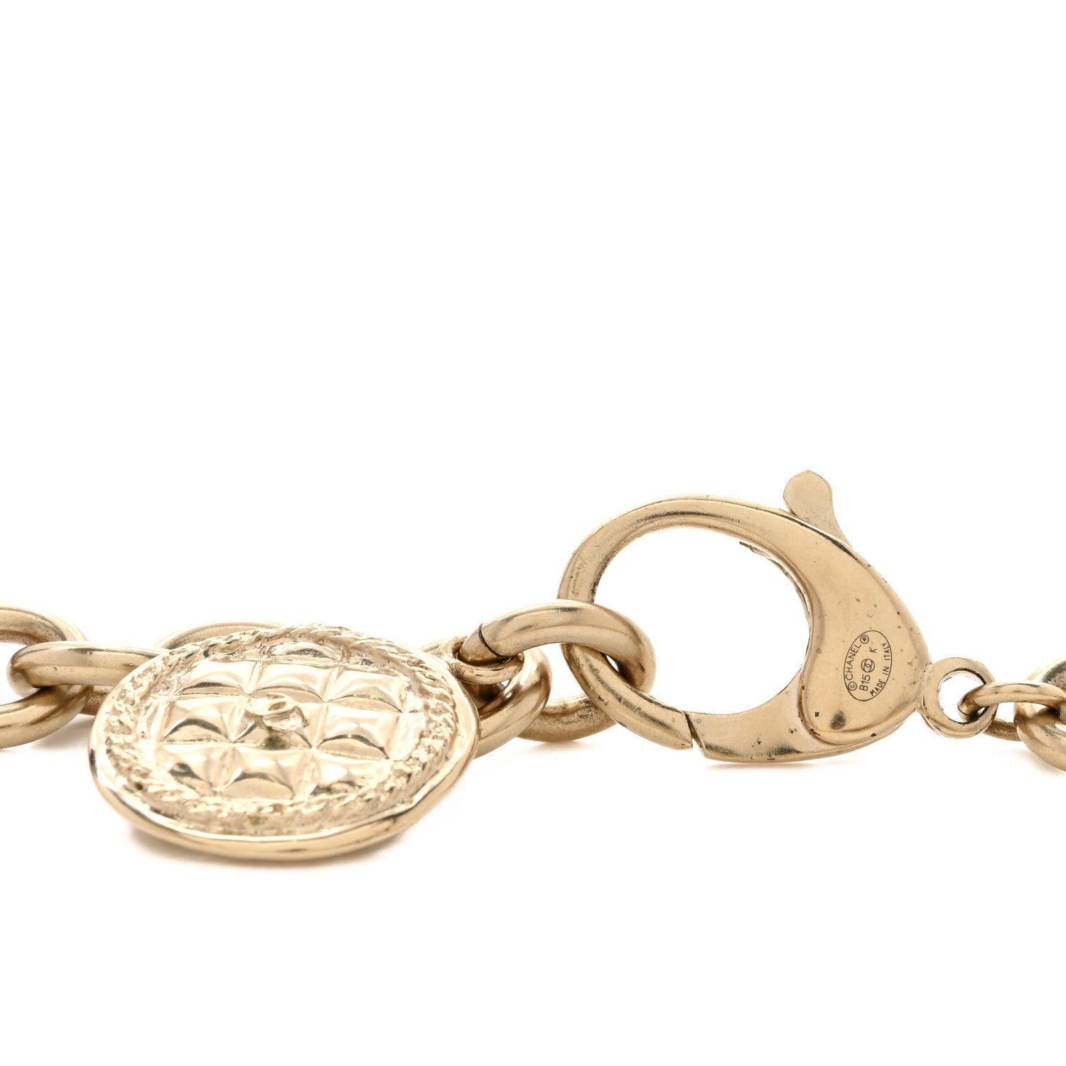 Chain Quilted CC Medallion Belt Gold