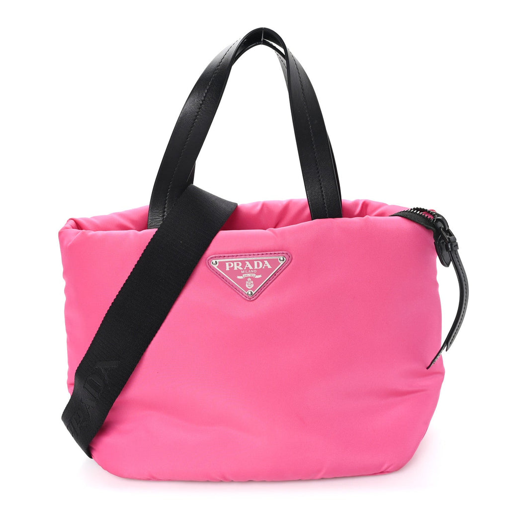 Prada Tessuto Nylon Soft Padded Shopping Tote Fuxia
