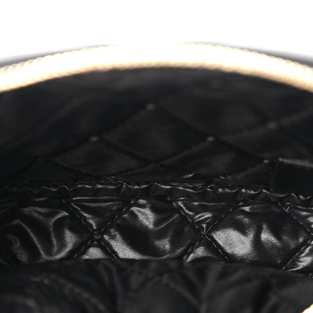 Lambskin Quilted Small Curvy Pouch Cosmetic Case Black