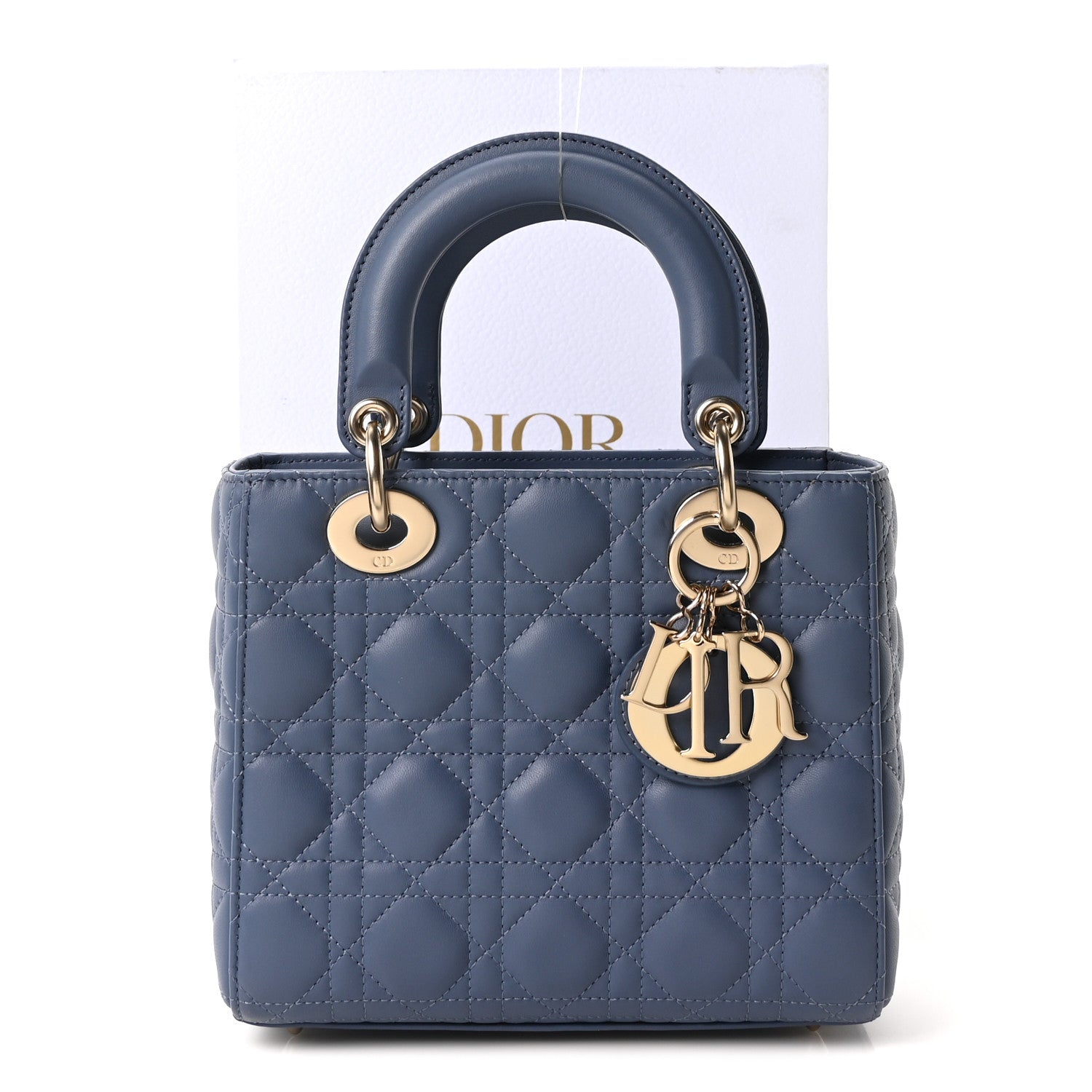Christian Dior Lambskin Cannage Small My ABCDior Lady Dior Blue