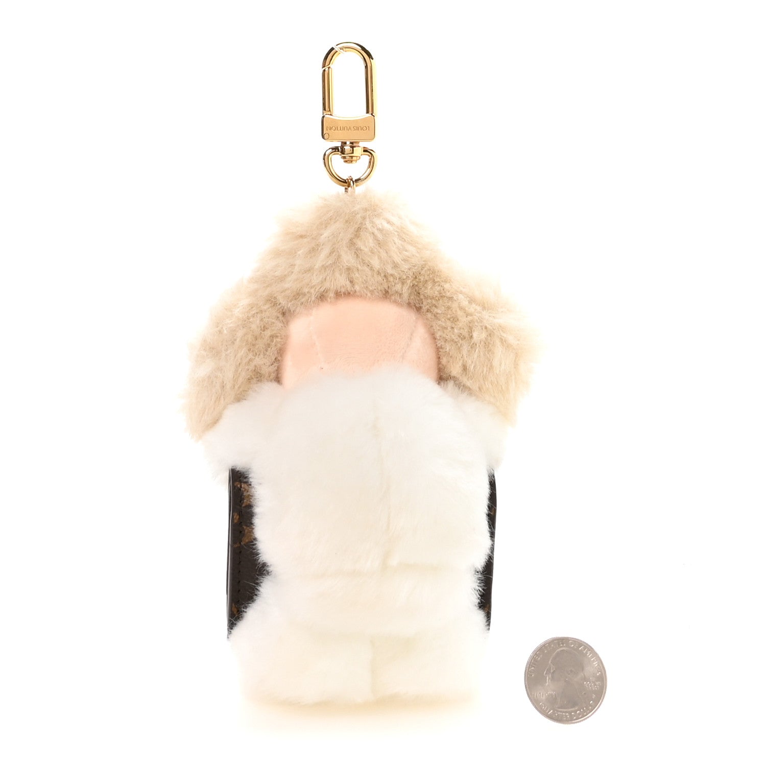 Louis Vuitton Calfskin Mink Fur Vivienne Bag Charm Key Holder White